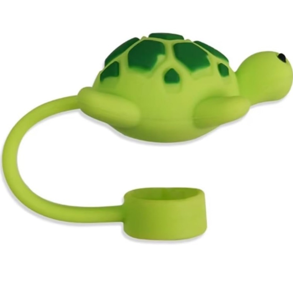 Green Turtle Straw Cap, 10mm, Cute Silicone Straw Covers Cap for Stanley Cup
